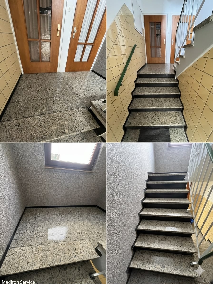 Treppenhaus nach der wöchentlichen Reinigung, Ansicht 1