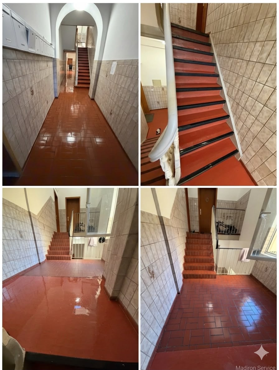 Treppenhaus nach der wöchentlichen Reinigung, Ansicht 3