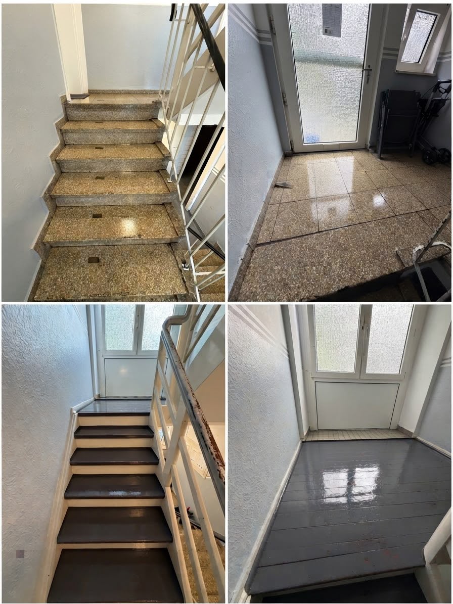 Treppenhaus nach der wöchentlichen Reinigung, Ansicht 4